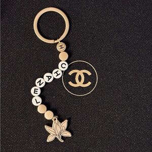 Chanel Cosmetics Sublimage Limited Edition Gift Lettering Logo Beaded Keychain